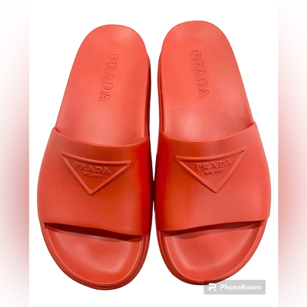 PRADA men’s SOFT LOGO SLIDES